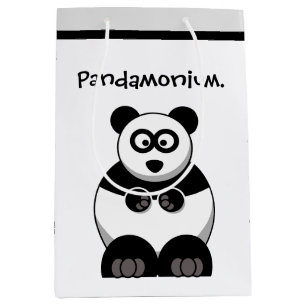 Funny Pandamonium Panda Cartoon, Cute Stress Pun Medium Gift Bag