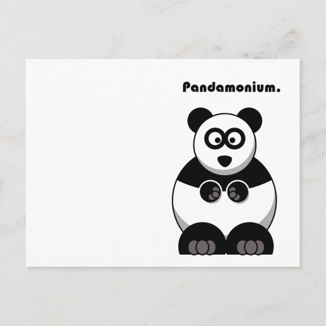 Funny Pandamonium Panda Cartoon, Cute Stress Pun Postcard (Front)