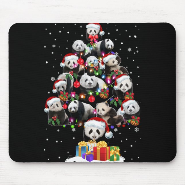 Funny Pandas Santa Hat Christmas Tree Ornament T S Mouse Pad (Front)