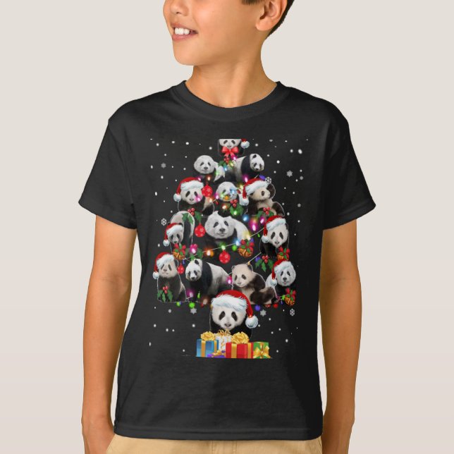 Funny Pandas Santa Hat Christmas Tree Ornament T S T-Shirt (Front)