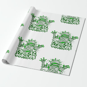 funny pandemic survivor mummy zombie wrapping paper