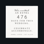 Funny Pandemic Wedding Party Accordingly We Waited Napkin<br><div class="desc">FINALLY! Time to get this party started! Let everyone know just how patient love is with these funny,  editable,  pandemic wedding napkins. Easily edit the number of days you had to wait! Everyone will be sure to celebrate accordingly!</div>