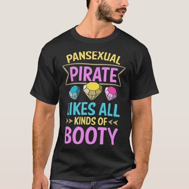 Funny Pansexual Pride  Pan Rights LGBTQ Pirate Boo T-Shirt (Front)