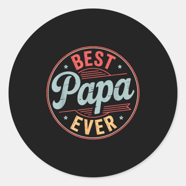 Funny Papa Art For Grandpa From Grandkids Father's Classic Round Sticker (Front)