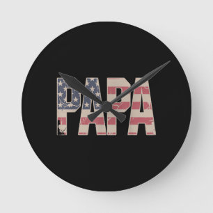 Funny Papa Art for Grandpa from Grandkids Father's Round Clock