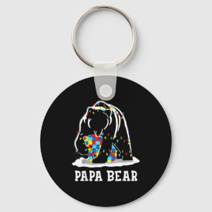 Funny Papa Bear Autism Awareness Autism Matching F Keychain