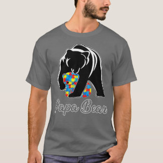 Funny Papa Bear Autism Awareness Autism Matching F T-Shirt