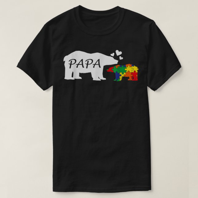 Funny Papa Bear Autism Awareness Autism Matching F T-Shirt (Design Front)