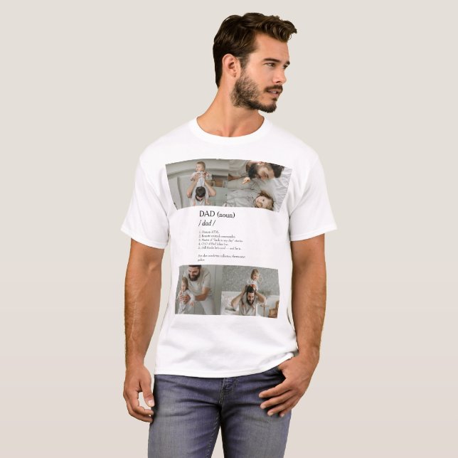 Funny Papa Définitions Photo Collage T-shirt (Devant entier)