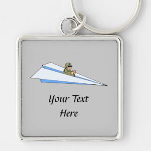 Funny Paper Airplane Pilot Keychain