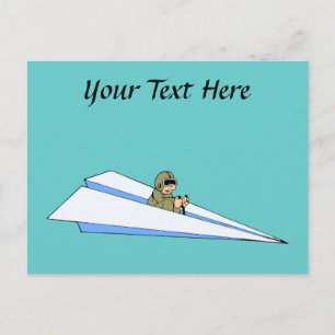 Funny Paper Airplane Pilot Postcard