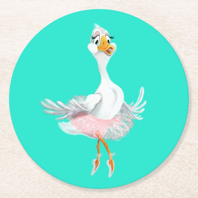 Funny Paper Coaster Ballerina Duck - Your Colours (Front)