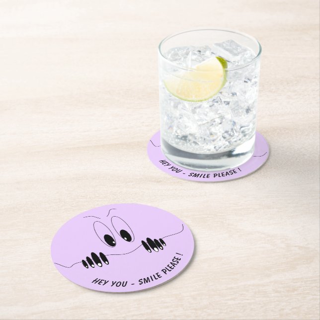 Funny Paper Coaster with Curiosity Eyes - Smile (Insitu)