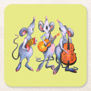 Funny Paper Coasters with Mouses Musical Band