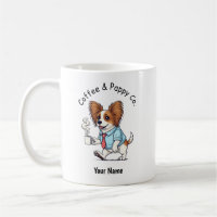 Funny Papillon Dog Business Suit Coffee