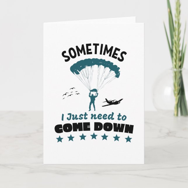 Funny Parachutist Come Down Skydive Card (Front)