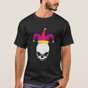 Funny Parade Costume Mardi Gras Skull Jester Mask T-Shirt