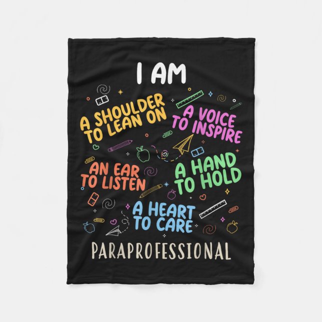 Funny Paraeducator Heart To Care Paraprofessional  Fleece Blanket (Front)