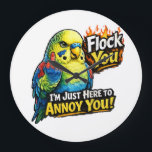 Funny parakeet "Flock you" Annoying bird design Large Clock<br><div class="desc">Funny parakeet humor design featuring a colorful bird with attitude. Perfect for bird lovers,  parakeet owners,  and anyone who enjoys sarcastic animal humor.</div>