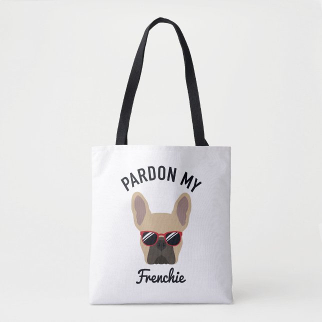 Funny Pardon my Frenchie Light Fawn French Bulldog Tote Bag (Front)