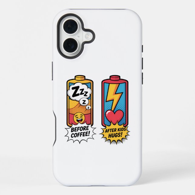 Funny Parenting Energy – Before Coffee After Kids  iPhone Case (Back)