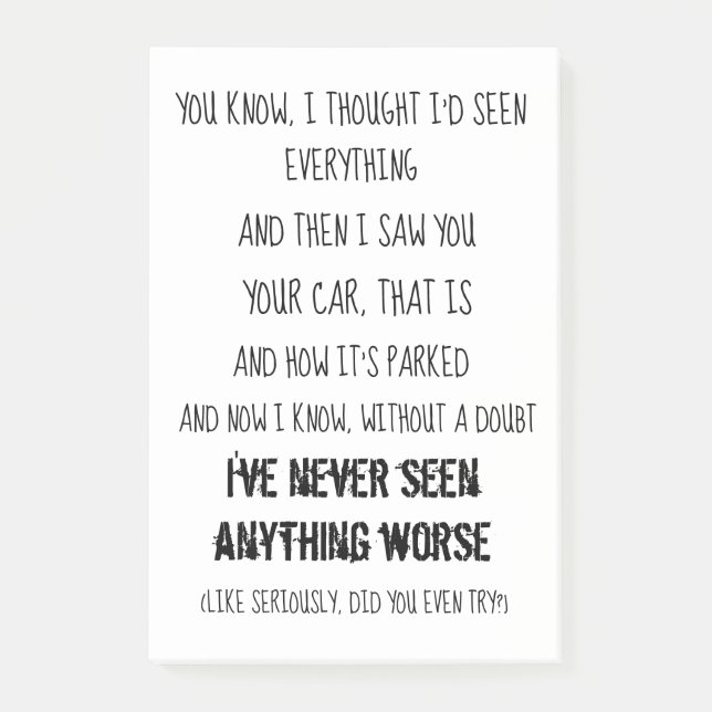 Funny Parking Post It Notes (Front)