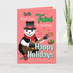 Funny Parrandero Snowman Christmas  Holiday Card