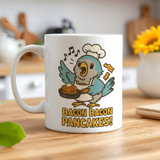 Funny Parrot Bacon Pancake Chef Cute Quaker Bird Coffee Mug