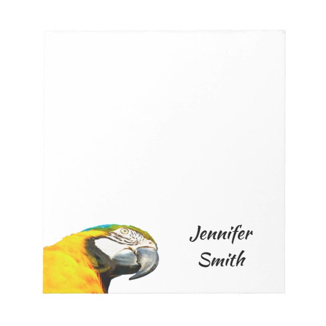Funny Parrot Bird Personalized Name Notepad (Front)