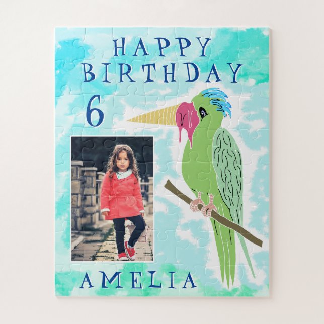 Funny Parrot Drawing Photo Birthday Kids Jigsaw Puzzle (Vertical)