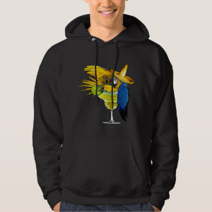 Funny Parrot in Margarita Drinking Glass Tropical  Hoodie