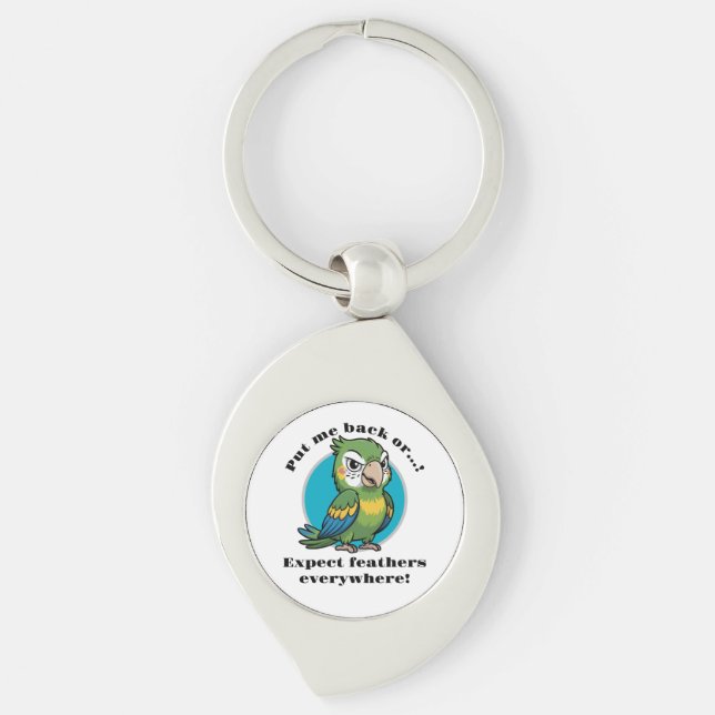 Funny Parrot Keychain – Custom Text + Image (Front)