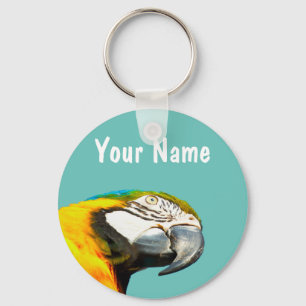 Funny Parrot Personalized Name Keychain