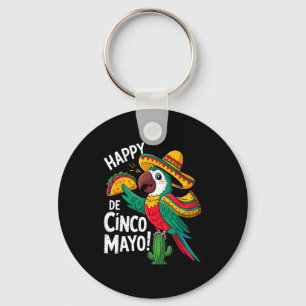 Funny parrot sombrero hat cinco de mayo keychain