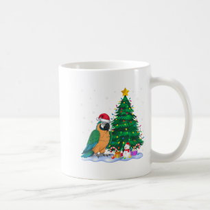 Funny Parrot Xmas Tree Lights Reindeer Hat Christm Coffee Mug