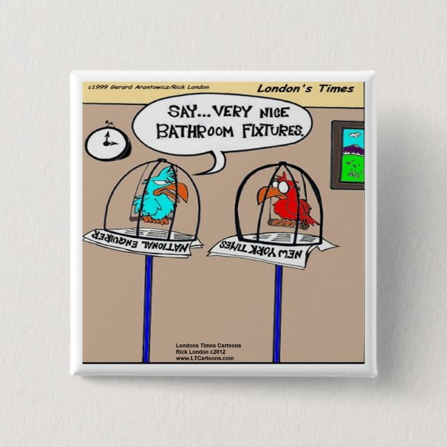 Funny Parrots Bathroom Fixtures Gifts & Tees 2 Inch Square Button (Front)