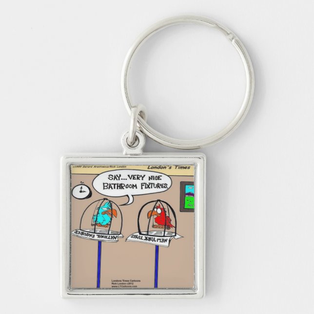 Funny Parrots Bathroom Fixtures Gifts & Tees Keychain (Front)