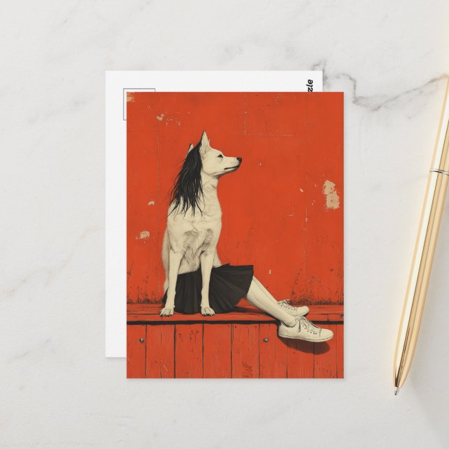 Funny Part Dog Part Human Postcard (Front/Back In Situ)