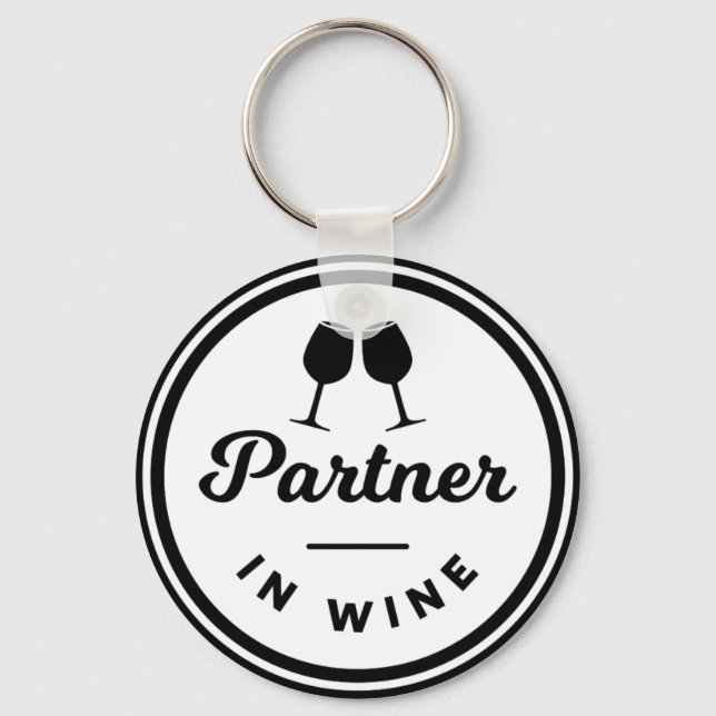   Funny Partner In Wine Keyring (Front)
