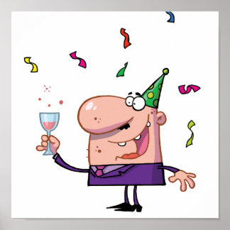 Funny Party Animal Cartoon Man Poster