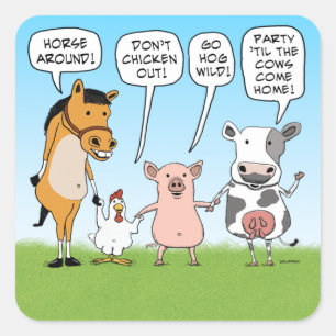Funny Party Animals Advice Square Sticker