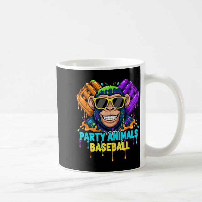 Funny Party Animals Baseball Monkey Summer Fun Coffee Mug (Right)