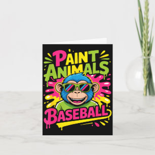 Funny party animals baseball monkey sunglasses Fun Card