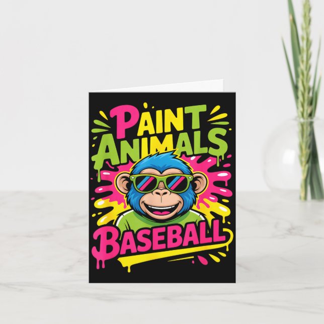 Funny party animals baseball monkey sunglasses Fun Card (Front)