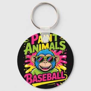 Funny party animals baseball monkey sunglasses Fun Keychain