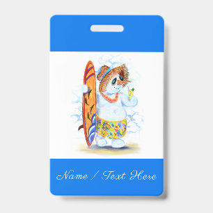 Funny Party Badge Snowman Surfer Personalized