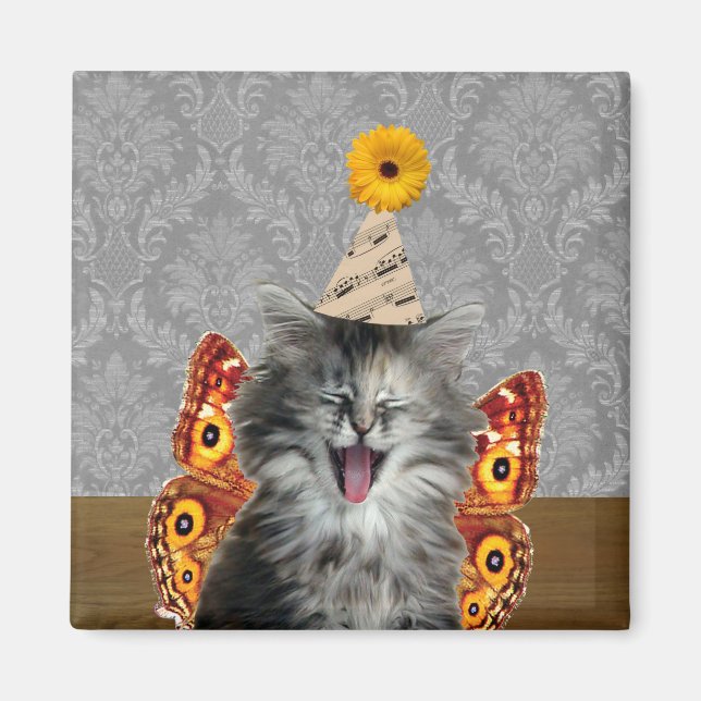 Funny party cat magnet (Front)