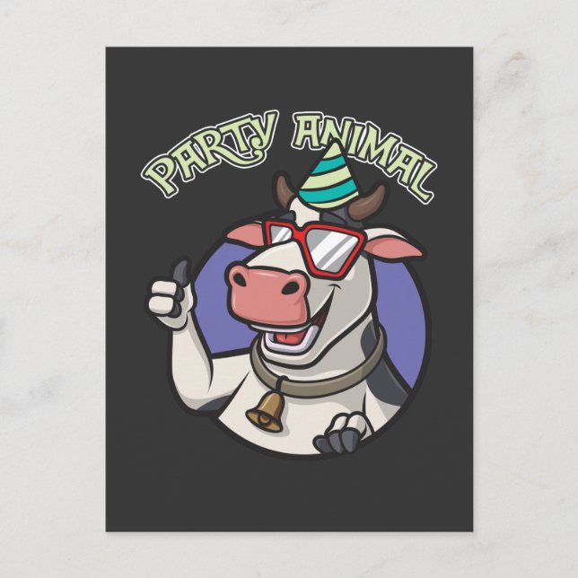 Funny Party Cow Farm Animal lover Postcard (Front)