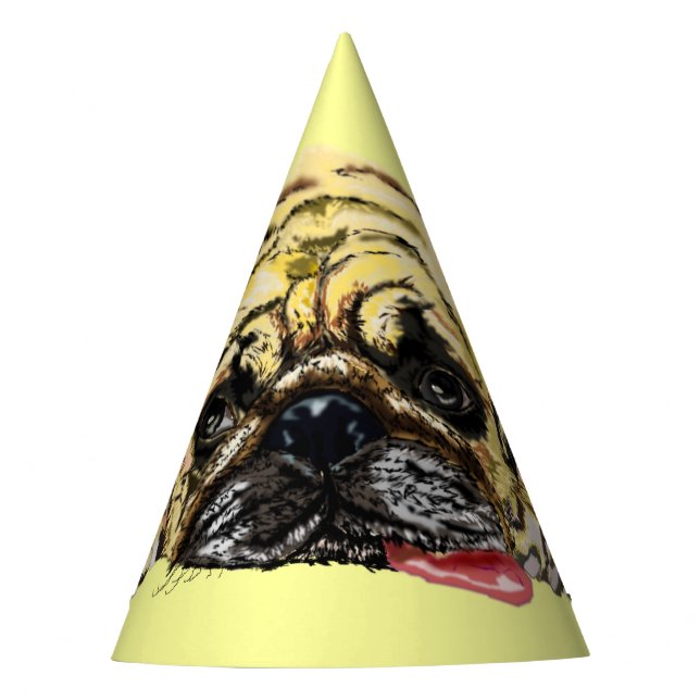 Funny Party Hat with Pug Dog - Your Colours (Front)