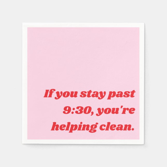 Funny Party Introvert Sassy Sarcasm Pink Red Napkin (Front)